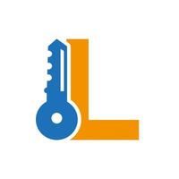 Letter L Key Logo Combine With House Locker Key For Real Estate and House Rental Symbol Vector Template