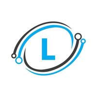 Technology Logo Design On L Letter Concept. Technology Network Logo Template vector