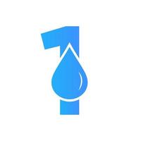 Letter 1 Water Logo Element Vector Template. Water Drop Logo Symbol