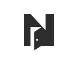 Letter N Door Logo Design Combined With Minimal Open Door Icon Vector Template