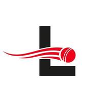 Letter L Cricket Logo Concept With Ball Icon For Cricket Club Symbol Vector Template. Cricketer Sign