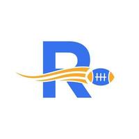 Letter R Rugby Logo, American Football Logo Combine With Rugby Ball Icon For American Soccer Club Vector Symbol