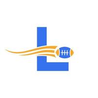 Letter L Rugby Logo, American Football Logo Combine With Rugby Ball Icon For American Soccer Club Vector Symbol