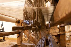 old loom antique weaving sewing machine detail photo