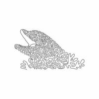 Single swirl continuous line drawing of cute dolphin abstract art. Continuous line draw graphic design vector illustration style of adorable bottlenose dolphin for icon, sign and poster wall decor