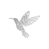 curva continua dibujo de una línea arte abstracto. adorable colibrí volador. ilustración de vector de trazo editable de una sola línea de lindo colibrí para logotipo, decoración de pared y decoración de impresión de póster