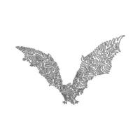 curva continua dibujo de una línea de ágil murciélago volador. ilustración de vector de trazo editable de una sola línea de murciélago aterrador para logotipo, símbolo, signo, decoración de pared, póster boho, arte de impresión boho