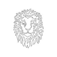 Single swirl continuous line drawing of dangerous lion. Abstract art. Continuous line draw graphic design vector illustration style of predatory mammal for icon, sign, minimalism modern wall decor