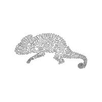 Continuous curve one line drawing of beautiful reptile curve abstract art. Single line editable stroke vector illustration of long tongue chameleon for logo, wall decor and poster print decoration