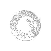el dibujo continuo de una línea curva de halcón tiene picos afilados. arte abstracto en círculo. ilustración de vector de trazo editable de una sola línea de pájaro halcón de depredador para logotipo, decoración de pared, impresión de póster boho