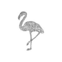 Continuous curve one line drawing abstract art. Flamingos are birds with long legs and necks. Single line editable stroke vector illustration of exotic flamingo for logo, wall decor, boho poster