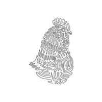 Single curly one line drawing of cute rooster abstract art. Continuous line draw graphic design vector illustration of adorable pet rooster for icon, symbol, company logo, boho print art,  boho poster