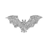 Continuous curve one line drawing. bat, mammals capable of flight. Single line editable stroke vector illustration of bats are agile in flight for logo, wall decor and poster print decoration