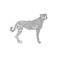 Continuous curve one line drawing. The cheetah is the fastest runner on land. Curve abstract art. Single line editable stroke vector illustration of predatory cheetah for logo, syimbol, wall decor