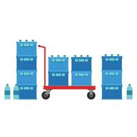 Crate and cart vector. free space for text. wallpaper. Bottle in crate. crate in cart. trolley vector. vector