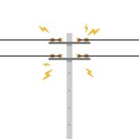 vector de poste eléctrico roto. poste eléctrico sobre fondo blanco. espacio libre para texto. copie el espacio