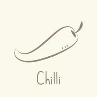 Chili cartoon vector. Chili on cream background. vector