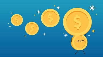 Coin character design. Glad. Coin cartoon. vector