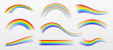 Rainbow effect, colorful wavy stripes isolated vector