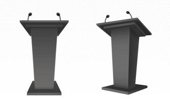 Black pulpit, podium or tribune, rostrum stand vector