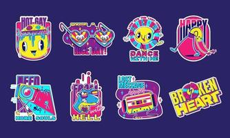 Retro stickers set isolated on background vector