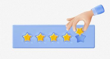 3D hand adding golden rating star, png icon vector