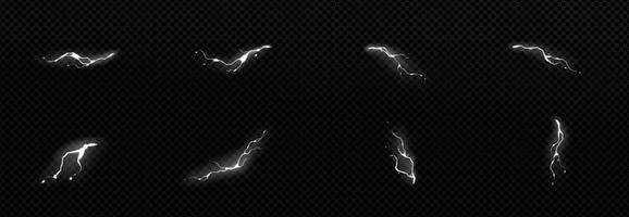 Set of white lightning effects on dark background vector