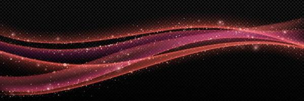 Light effect, pink wave on dark background vector