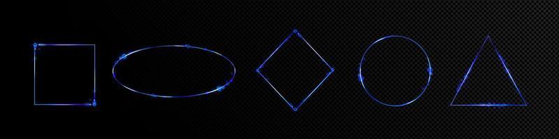 Blue neon light frames with luminous effect vector