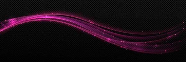 Pink light effect curve line on dark background vector