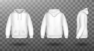 Hoody, white sweatshirt mock up front and back set vector