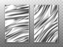 Silver foil crumpled metal texture background vector