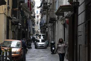 NAPLES, ITALY - FEBRUARY 1 2020 - old town street photo