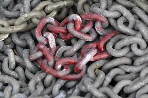 Red blood stained iron chains photo