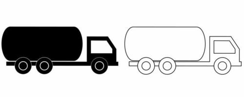 conjunto de iconos de camión cisterna de vista lateral aislado sobre fondo blanco. vector de camión de combustible de gasolina