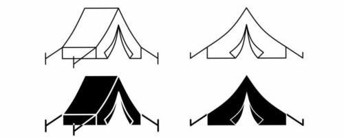 outline silhouette tent icon set isolated on white background vector