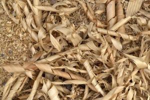 Wood chippings in sawmill detail photo