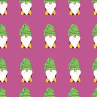 Funny gnomes seamless pattern. Cheerful gnomes in hats vector characters flat style