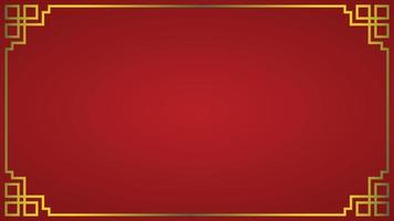 Chinese abstract red background. Gold  framed vector