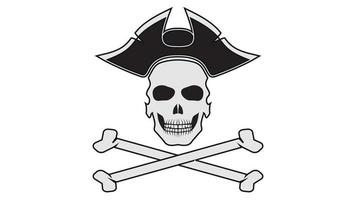 Skull with a hat and crossbones vector