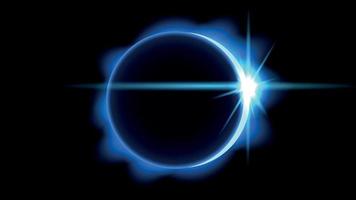 eclipse de sol azul con reflejos y llama de la corona vector