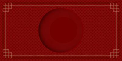 Chinese vintage frame on red background with circle layer as blank space. vector