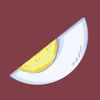 Sliced boiled egg vector illustration isolated on plain brown red background