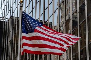 usa flag in new york trump tower building photo