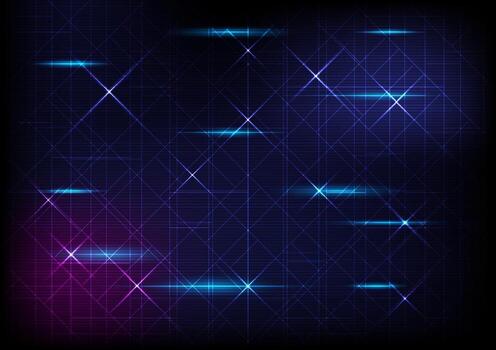 Abstract hi-tech background there are grid lines and nets. with glowing lights on a gradient background blue with purple vector