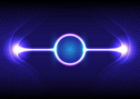 hi-tech world circle The aura from the energy laser beams towards the net on the sides. on a blue gradient background vector