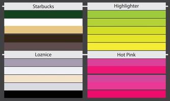 Color Palettes  A color palette is a set of colors used in a design or visual project. These colors are carefully chosen to create a cohesive and visually appealing design. vector