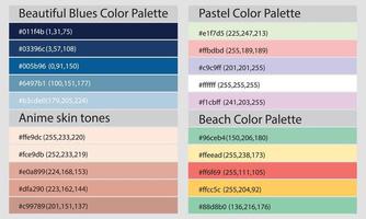 paletas de colores una paleta de colores es un conjunto de colores utilizados en un diseño o proyecto visual. estos colores se eligen cuidadosamente para crear un diseño cohesivo y visualmente atractivo. vector