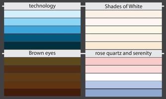 paletas de colores una paleta de colores es un conjunto de colores utilizados en un diseño o proyecto visual. estos colores se eligen cuidadosamente para crear un diseño cohesivo y visualmente atractivo. vector