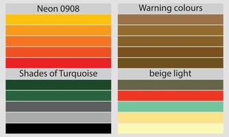 Color Palettes  A color palette is a set of colors used in a design or visual project. These colors are carefully chosen to create a cohesive and visually appealing design. vector